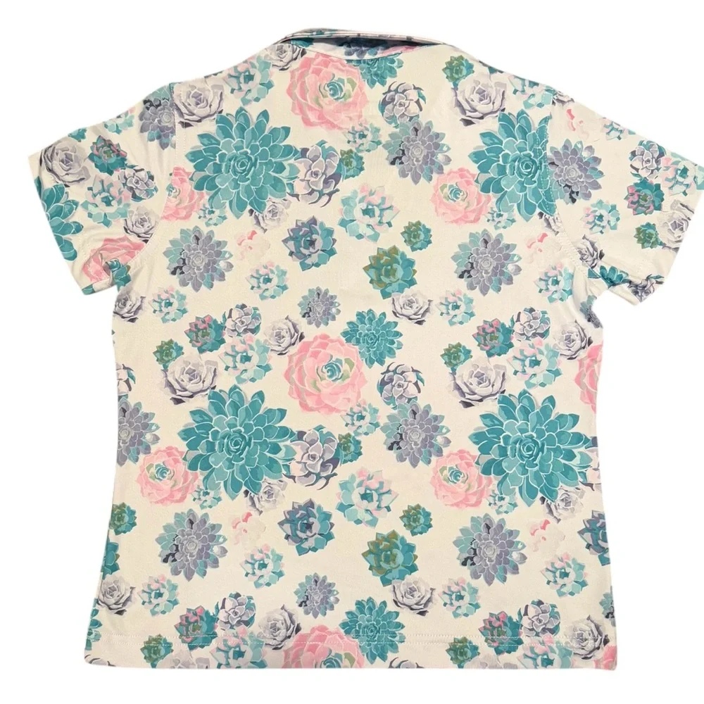 Waggle Girls Very Vera Sleeveless‎ Golf Polo Floral Print Size M NWT